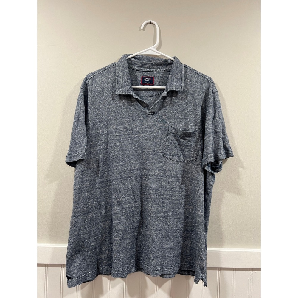 Untuckit Short Sleeve Polo T-Shirt Heather Navy Casual Lightweight Men Size XL